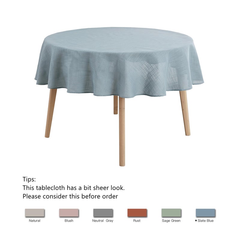 maxmill Lux Faux Linen Tablecloth with Slubby Yarn Textured Weaves Wrinkle Resistant Anti-Shrink Soft Table Cloth for Kitchen Dining Restaurant Tabletop for Event Dinner Round 70 Inch Slate Blue - Image 4